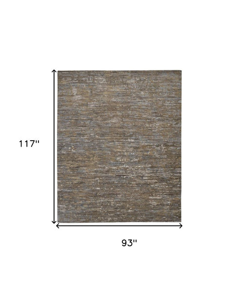 8' X 10' Brown And Gray Wool Abstract Hand Knotted Area Rug