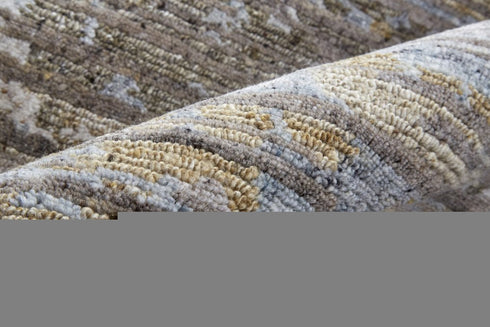 8' X 10' Brown And Gray Wool Abstract Hand Knotted Area Rug