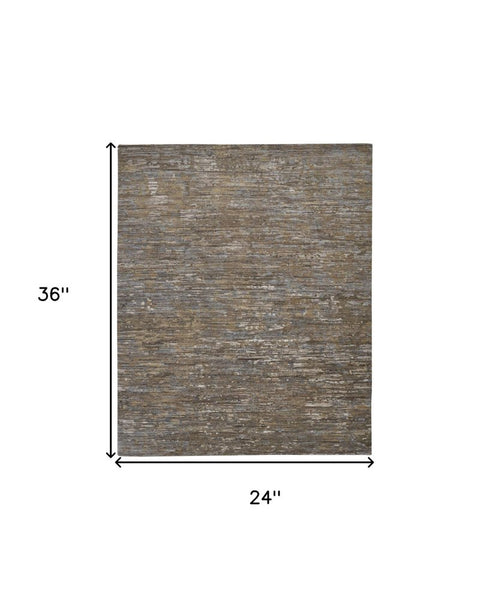 8' X 10' Brown And Gray Wool Abstract Hand Knotted Area Rug