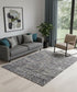 4' X 6' Blue and Gray Wool Abstract Hand Knotted Area Rug