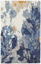 9' X 12' Blue Copper And Ivory Wool Floral Hand Tufted Area Rug