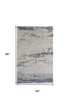 5' X 8' Blue and Ivory Wool Abstract Hand Tufted Area Rug