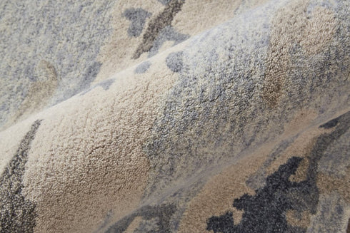 5' X 8' Blue and Ivory Wool Abstract Hand Tufted Area Rug