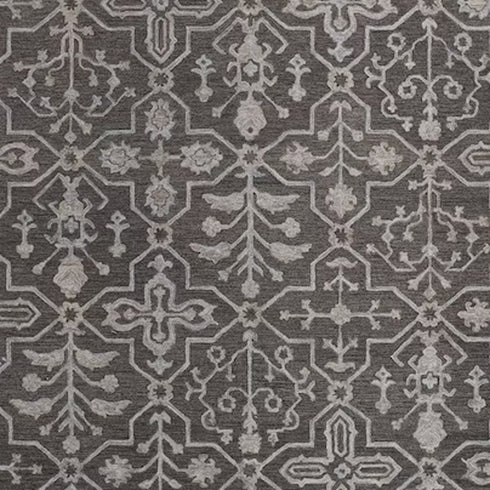 5' X 8' Blue Gray And Charcoal Wool Floral Hand Tufted Area Rug