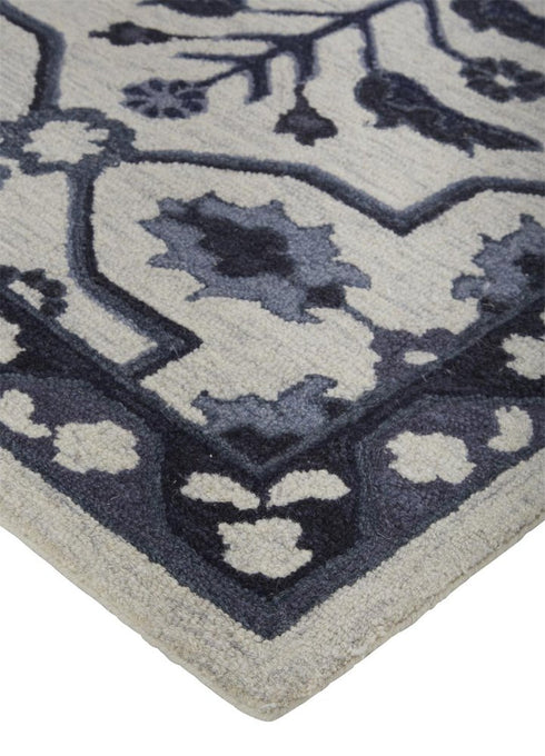 9' X 12' Gray And Taupe Wool Floral Hand Tufted Area Rug