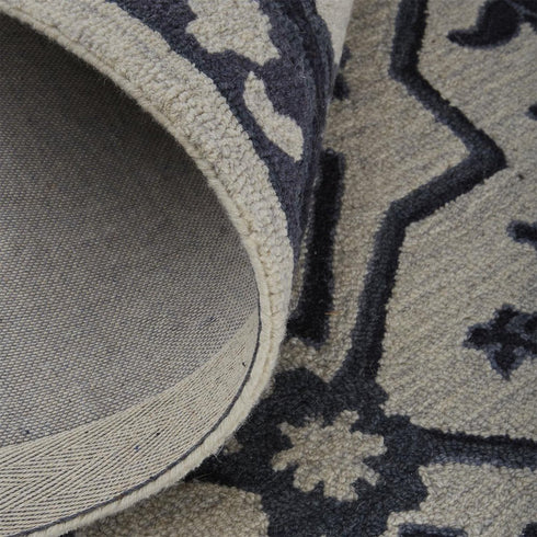 9' X 12' Gray And Taupe Wool Floral Hand Tufted Area Rug