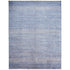 9' X 12' Blue and Silver Wool Striped Hand KNotted Area Rug
