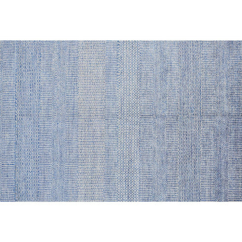 9' X 12' Blue and Silver Wool Striped Hand KNotted Area Rug