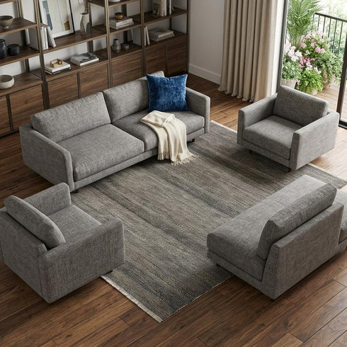 9' X 12' Gray Ivory And Brown Wool Striped Shag Hand Knotted Area Rug