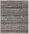9' X 12' Gray Ivory And Brown Wool Striped Shag Hand Knotted Area Rug