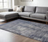 9' X 12' Blue Gray And Ivory Striped Power Loom Distressed Area Rug