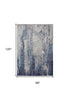 8' X 10' Ivory and Blue Abstract Power Loom Distressed Non Skid Area Rug