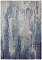 8' X 10' Ivory and Blue Abstract Power Loom Distressed Non Skid Area Rug