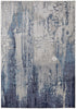 8' X 10' Ivory and Blue Abstract Power Loom Distressed Non Skid Area Rug