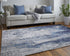 8' X 10' Ivory and Blue Abstract Power Loom Distressed Non Skid Area Rug