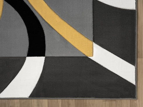 Abstract 3D Wave Lined Carved Modern Area Rug - Multicolor