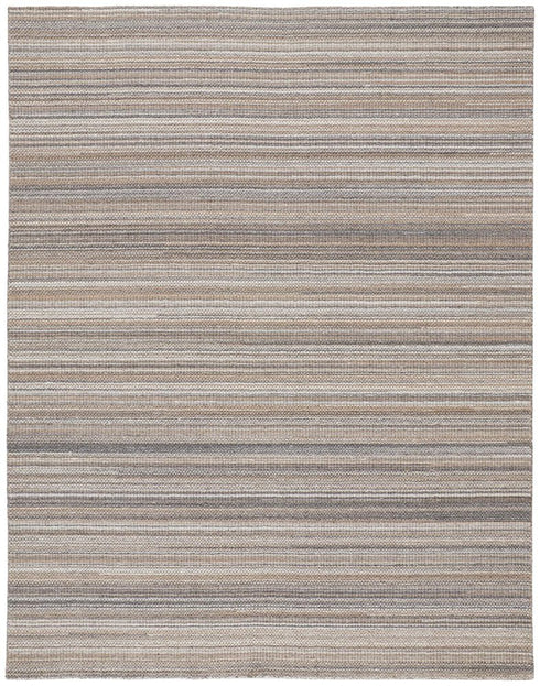5' X 8' Brown And Taupe Wool Hand Woven Stain Resistant Area Rug