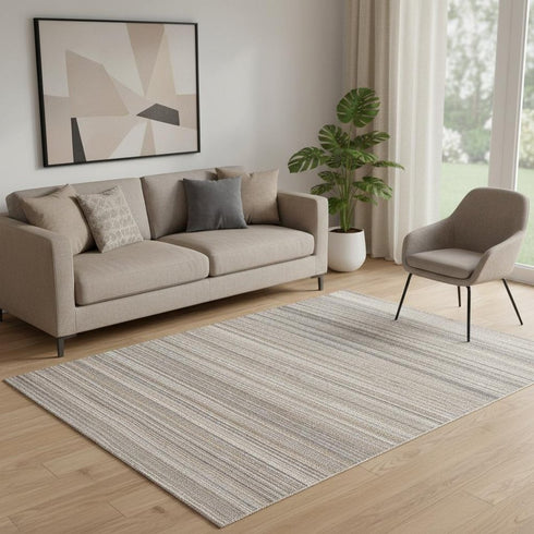 5' X 8' Brown And Taupe Wool Hand Woven Stain Resistant Area Rug
