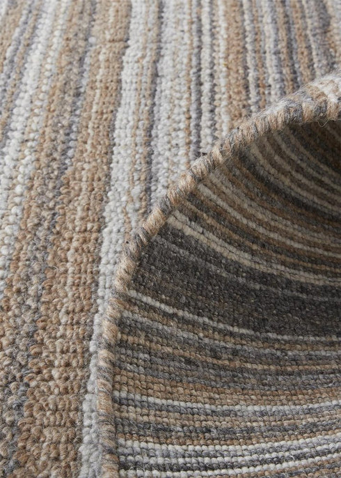 5' X 8' Brown And Taupe Wool Hand Woven Stain Resistant Area Rug