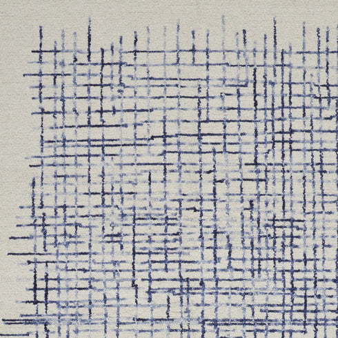 5' X 8' Ivory And Blue Wool Crosshatch Hand Tufted Area Rug