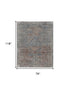 8' X 10' Blue Red And Gray Floral Area Rug