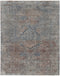 8' X 10' Blue Red And Gray Floral Area Rug