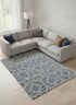 9' X 12' Blue And Ivory Geometric Power Loom Stain Resistant Area Rug