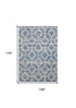 9' X 12' Blue And Ivory Geometric Power Loom Stain Resistant Area Rug