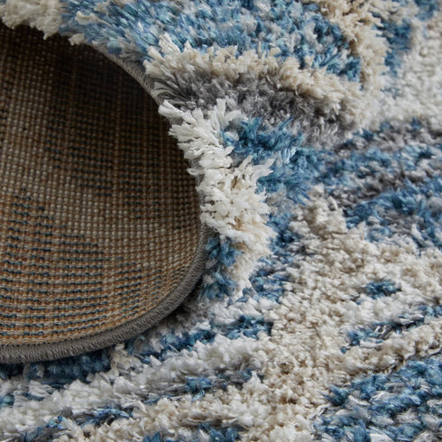 9' X 12' Blue And Ivory Geometric Power Loom Stain Resistant Area Rug