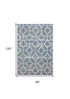 9' X 12' Blue And Ivory Geometric Power Loom Stain Resistant Area Rug