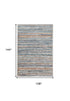 9' X 12' Ivory Blue And Orange Striped Power Loom Stain Resistant Area Rug