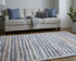 9' X 12' Ivory Blue And Orange Striped Power Loom Stain Resistant Area Rug