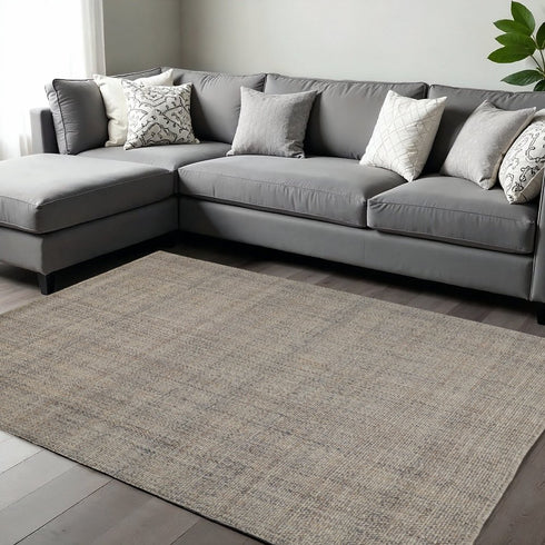 9' X 12' Gray Ivory And Tan Hand Woven Area Rug