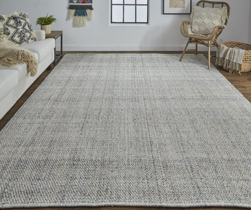 9' X 12' Gray Ivory And Tan Hand Woven Area Rug