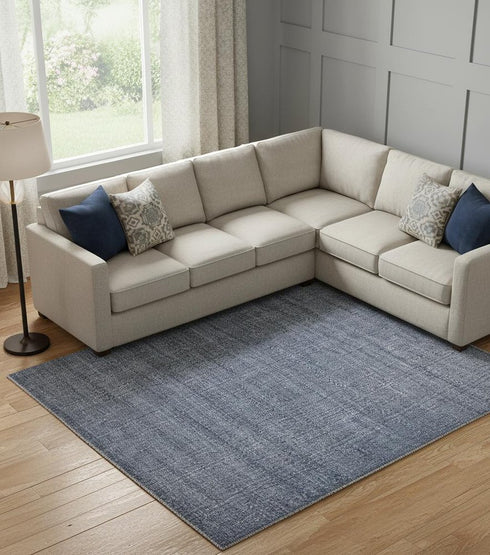 9' X 12' Blue Hand Woven Area Rug