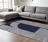9' X 12' Blue And Silver Wool Geometric Tufted Handmade Area Rug