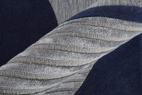 9' X 12' Blue And Silver Wool Geometric Tufted Handmade Area Rug