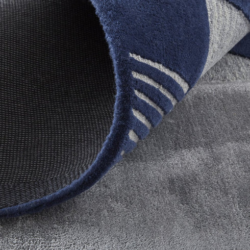 9' X 12' Blue And Silver Wool Geometric Tufted Handmade Area Rug