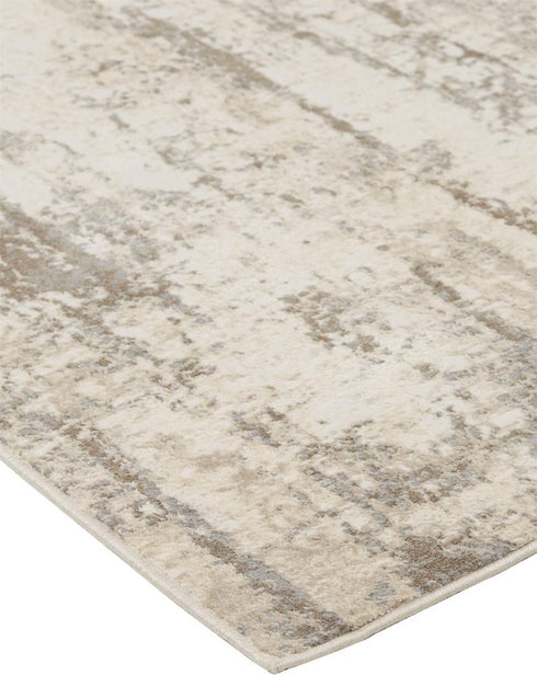 8' X 10' Ivory And Brown Abstract Area Rug