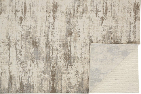 8' X 10' Ivory And Brown Abstract Area Rug
