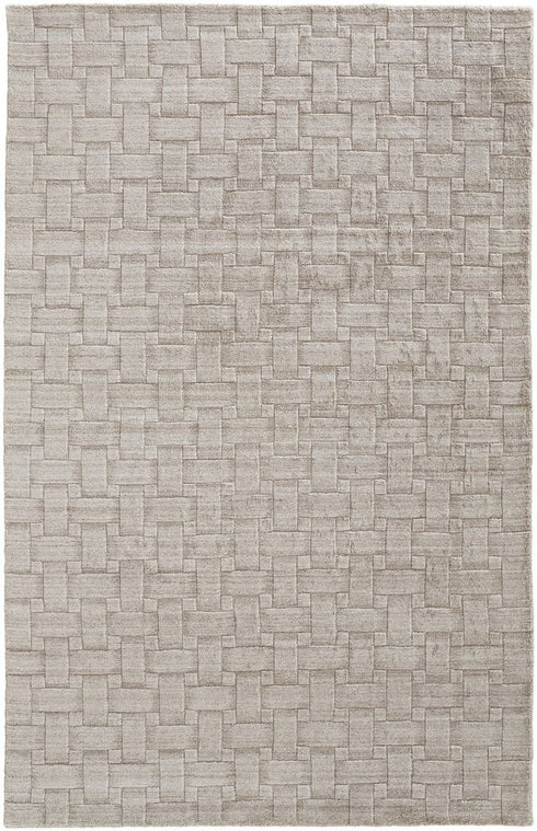 5' X 8' Ivory And Brown Striped Hand Woven Area Rug