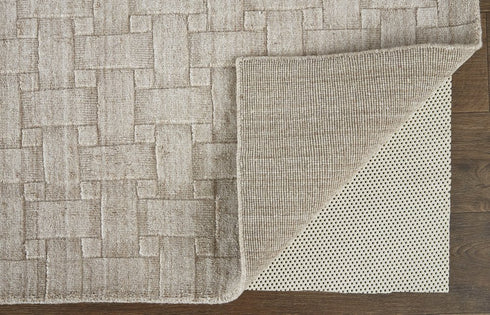 5' X 8' Ivory And Brown Striped Hand Woven Area Rug