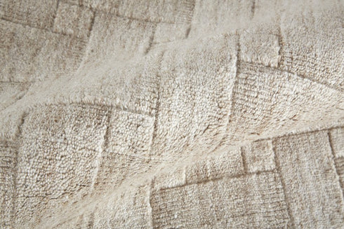 5' X 8' Ivory And Brown Striped Hand Woven Area Rug