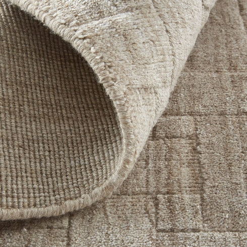 5' X 8' Ivory And Brown Striped Hand Woven Area Rug