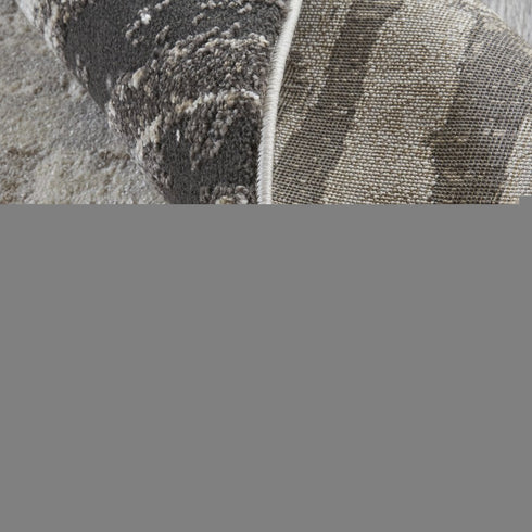 9' X 12' Ivory Brown And Gray Abstract Power Loom Stain Resistant Area Rug