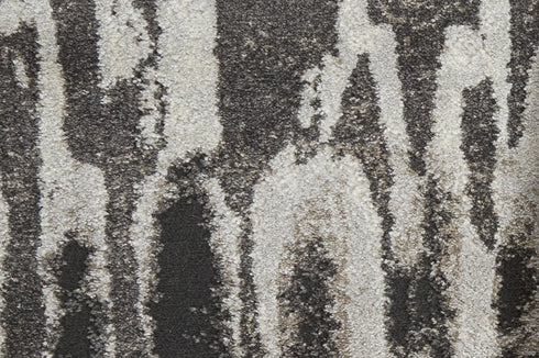 9' X 12' Ivory Brown And Gray Abstract Power Loom Stain Resistant Area Rug