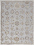 8' X 10' Ivory Silver And Tan Floral Hand Knotted Stain Resistant Area Rug
