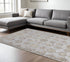 8' X 10' Ivory Silver And Tan Floral Hand Knotted Stain Resistant Area Rug