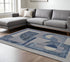 9' X 12' Blue Ivory And Gray Wool Striped Tufted Handmade Area Rug