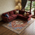 8' X 10' Blue And Orange Floral Medallion Area Rug
